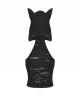 Black Sexy Ripped Cat Ear Hooded Hooded Irregular Spiked Hem Punk Style Sleeveless Top