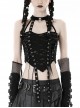 Sexy Ultra Short Ripped Woven Metal Eyelets On Both Sides With Rope Webbing And Metal Skull Decoration Punk Style Halter Top