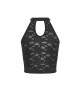 Sexy Ultra Short Ripped Woven Metal Eyelets On Both Sides With Rope Webbing And Metal Skull Decoration Punk Style Halter Top