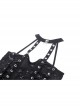 Sexy Ultra Short Ripped Woven Metal Eyelets On Both Sides With Rope Webbing And Metal Skull Decoration Punk Style Halter Top