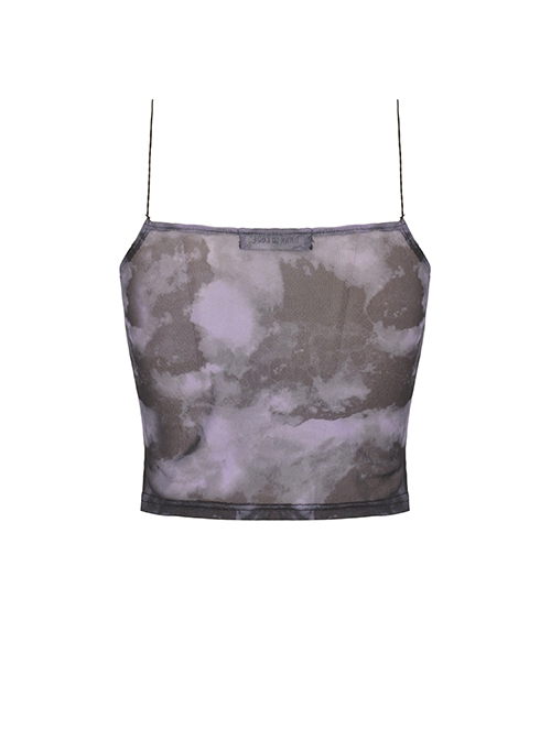 Black And Purple Sexy Ultra Short Lace Bra Wrapped Punk Style Halter Top