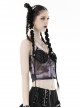 Black And Purple Sexy Ultra Short Lace Bra Wrapped Punk Style Halter Top