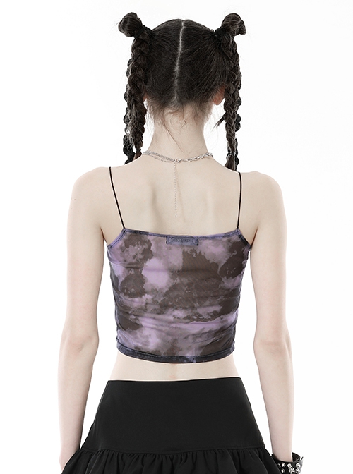 Black And Purple Sexy Ultra Short Lace Bra Wrapped Punk Style Halter Top