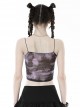 Black And Purple Sexy Ultra Short Lace Bra Wrapped Punk Style Halter Top