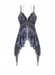 Sexy Black And Purple Dyed Lace Front Punk Style Slightly See Through Suspender Dress