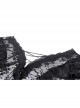 Black Sexy Lace Printed V Neck Gothic Style Slightly See Through Short Sleeved Top