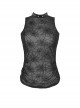 Sexy Black Cobweb Embroidery Pattern With Spiked Rivet Neckline Punk Style Sleeveless Top