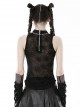 Sexy Black Cobweb Embroidery Pattern With Spiked Rivet Neckline Punk Style Sleeveless Top