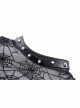 Sexy Black Cobweb Embroidery Pattern With Spiked Rivet Neckline Punk Style Sleeveless Top