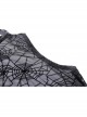 Sexy Black Cobweb Embroidery Pattern With Spiked Rivet Neckline Punk Style Sleeveless Top