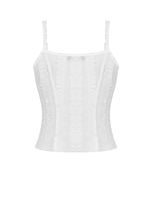 White Decadent Hole Front Lace Strap Punk Style Halter Top