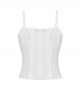 White Decadent Hole Front Lace Strap Punk Style Halter Top