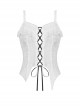 White Decadent Hole Front Lace Strap Punk Style Halter Top