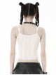 White Decadent Hole Front Lace Strap Punk Style Halter Top