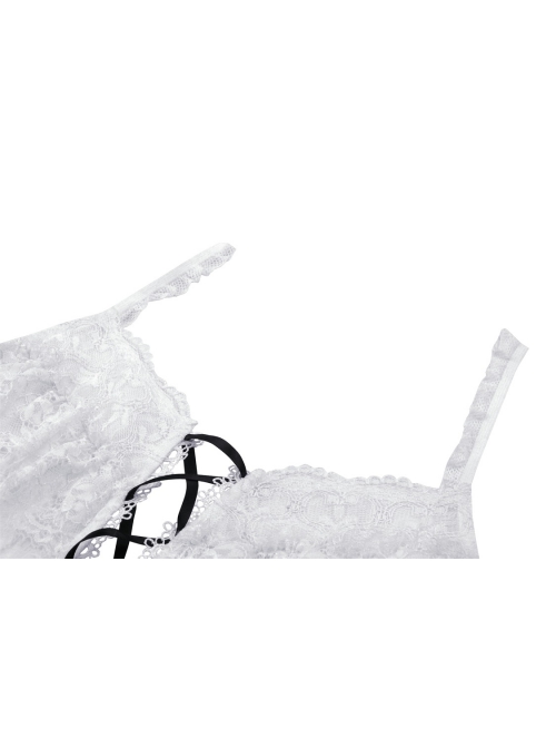 White Decadent Hole Front Lace Strap Punk Style Halter Top