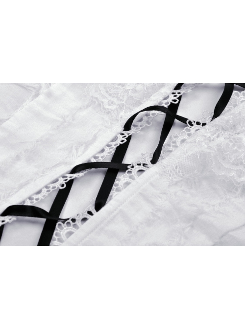 White Decadent Hole Front Lace Strap Punk Style Halter Top