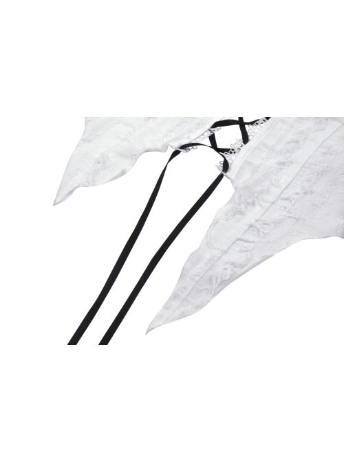 White Decadent Hole Front Lace Strap Punk Style Halter Top