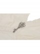 White Slim Fitting Ruffled V-Neck Metal Key Embellished Punk Style Exaggerated Long Sleeved Top