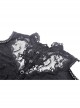 Black Slim Fit Shoulder Hollow Lace Punk Style Exaggerated Long Sleeve Top