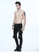 Black Twill Multi-Bag Zipper Devil Button Punk Pants