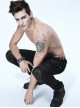 Black Twill Multi-Bag Zipper Devil Button Punk Pants