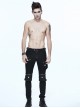 Black Twill Multi-Bag Zipper Devil Button Punk Pants