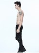 Black Twill Multi-Bag Zipper Devil Button Punk Pants