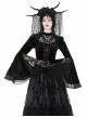 Sexy Black Lace Woven Hollow Chest Tie Gothic Bell Sleeve Top