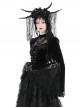 Sexy Black Lace Woven Hollow Chest Tie Gothic Bell Sleeve Top