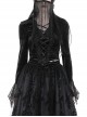 Black Exaggerated Lace Long Sleeved With Criss Cross Straps At The Front Gothic Low Cut Top ​