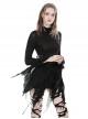 Simple Black Ripped And Slightly See Through Punk Style Long Sleeved Top