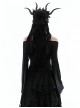 Sexy Black Hollow Lace Up Boat Neck Punk Style Exaggerated Long Sleeved Top