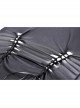 Sexy Black Hollow Lace Up Boat Neck Punk Style Exaggerated Long Sleeved Top
