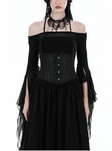 Black Sexy Slightly See Through Mesh One Neck Gothic Style Long Sleeved Top