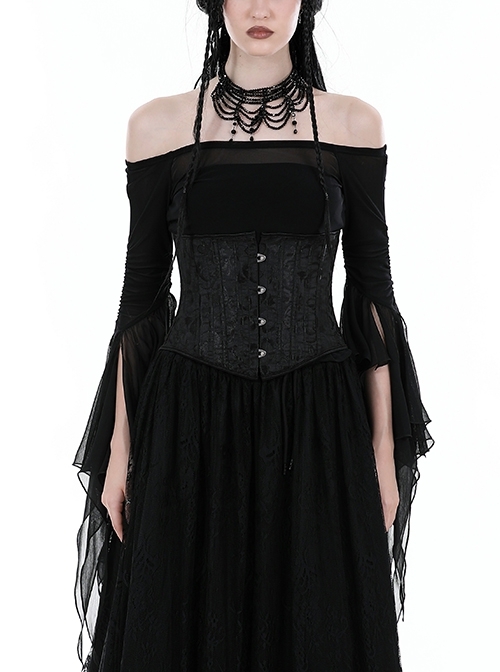 Black Sexy Slightly See Through Mesh One Neck Gothic Style Long Sleeved Top