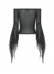Black Sexy Slightly See Through Mesh One Neck Gothic Style Long Sleeved Top