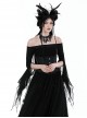 Black Sexy Slightly See Through Mesh One Neck Gothic Style Long Sleeved Top