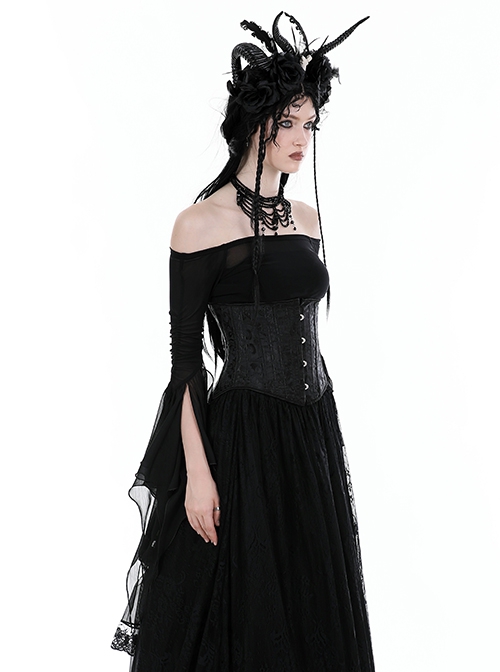 Black Sexy Slightly See Through Mesh One Neck Gothic Style Long Sleeved Top