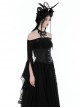 Black Sexy Slightly See Through Mesh One Neck Gothic Style Long Sleeved Top