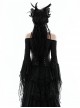 Black Sexy Slightly See Through Mesh One Neck Gothic Style Long Sleeved Top