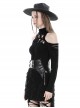 Sexy Black Off Shoulder Hollow Punk Style Slim Long Sleeved Top