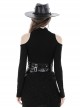 Sexy Black Off Shoulder Hollow Punk Style Slim Long Sleeved Top