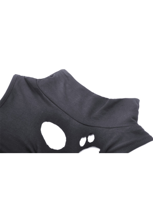Sexy Black Off Shoulder Hollow Punk Style Slim Long Sleeved Top