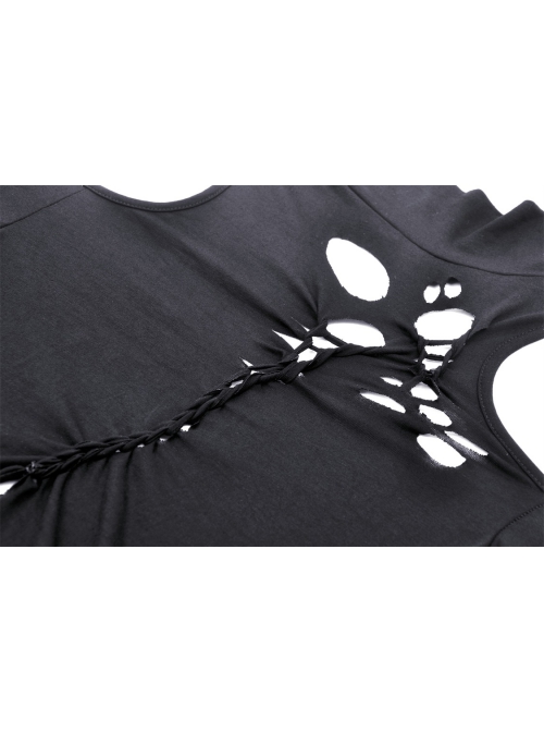 Sexy Black Off Shoulder Hollow Punk Style Slim Long Sleeved Top