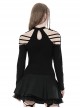 Simple Black Sexy Off Shoulder Spliced Suspender Punk Style Long Sleeved Top