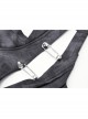 Black Asymmetrical Sleeveless With Cut-Out Front Pins Punk Style Hooded Top