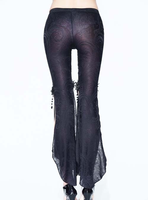 Paisley Dark Fringe Lace Pendant Black Gothic Ninth Bell-Bottoms Pants