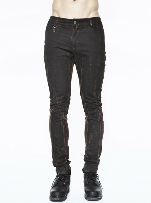 Black Right Side Detachable Bag Distressed Punk Pants