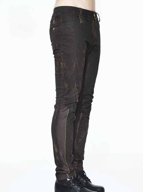 Black Right Side Detachable Bag Distressed Punk Pants