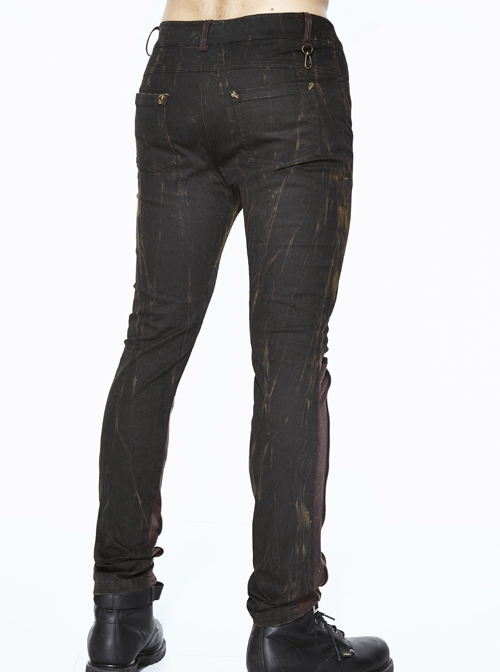 Black Right Side Detachable Bag Distressed Punk Pants